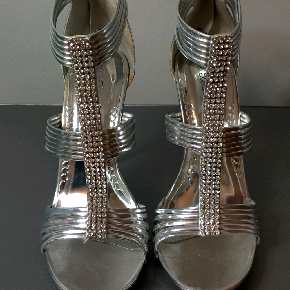 Metallic Silver Heels